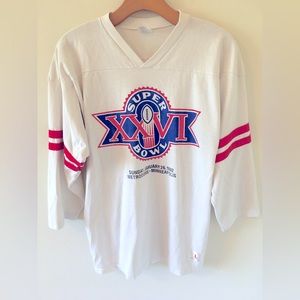 Super Bowl XXVI White Football Graphic V‑Neck Shirt